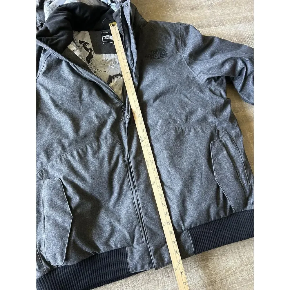 The North Face HyVent Goose Down Parka Mens XL Gray Hooded Fur Trim Coat